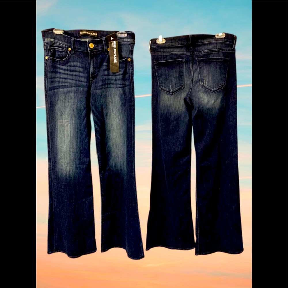 NWT Express Jeans Wide Leg Flare Mid Rise